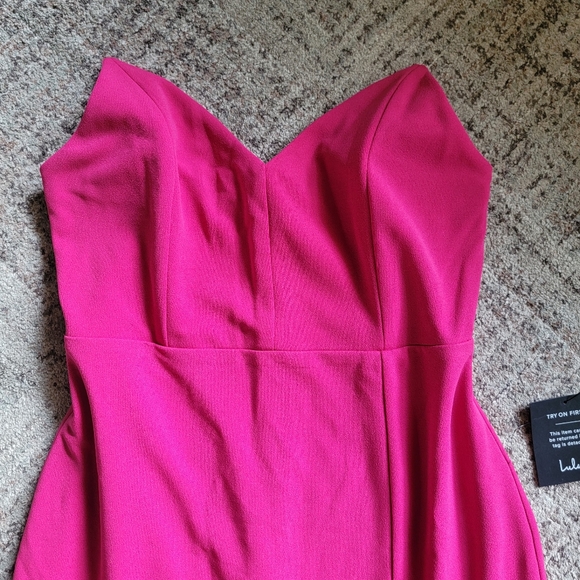 NWT Lulus Sensational Beauty Dark Pink Strapless Maxi Dress High Slit Medium - Picture 5 of 13